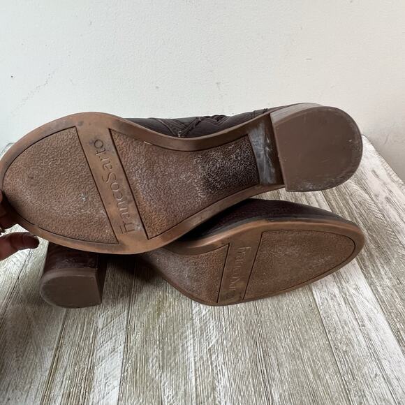 Franco Sarto Boots Eden Womens 8 Burgundy Leather Lace Up Block Heel - Picture 13 of 13